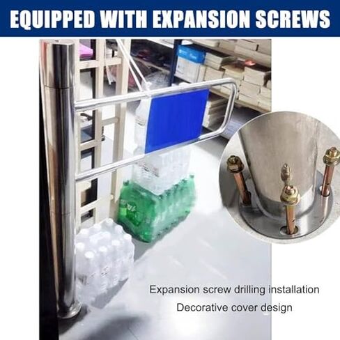 باب دوار من الفولاذ المقاوم للصدأ عالي التحمل - بوابة متأرجحة مفردة محملة بنابض لمحلات السوبر ماركت - حاجز دخول/خروج في اتجاه واحد - أرجوحة يمين 90 × 100 سم in Kuwait