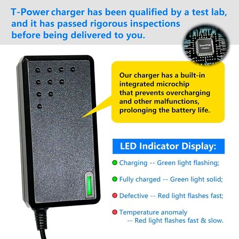 T POWER 42V Battery Charger G-Cycle L8 L10 Pro GCYCLE ZSF-L8 ZSF-L10, ‎Hover H-1 Pro Ace R350 R450 H1-ACE3 H1-ACE4 Electric Scooter Ac Dc Adapter Class 2 Power Supply in Saudi Arabia