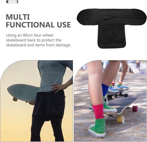 حقيبة حمل لوح التزلج المحمولة مع جيب شبكي مادة بولي كلوريد الفينيل السميكة حامل كتف لوح التزلج متعدد الوظائف للرياضات الخارجية in Kuwait