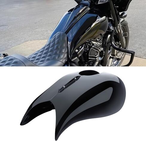 أغطية خزانات ممتدة للدراجات النارية مع وحدة تحكم في لوحة القيادة ومجموعة غطاء خزان الوقود لدراجة Harley Touring 2009-2023 Street Glide Road Glide Tri Glide - أسود زاهي in Kuwait