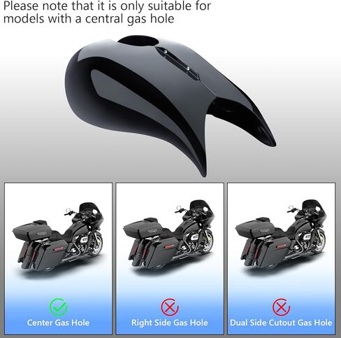 أغطية خزانات ممتدة للدراجات النارية مع وحدة تحكم في لوحة القيادة ومجموعة غطاء خزان الوقود لدراجة Harley Touring 2009-2023 Street Glide Road Glide Tri Glide - أسود زاهي in Kuwait