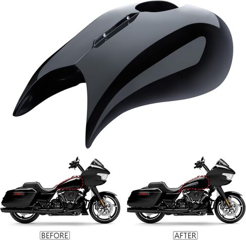 أغطية خزانات ممتدة للدراجات النارية مع وحدة تحكم في لوحة القيادة ومجموعة غطاء خزان الوقود لدراجة Harley Touring 2009-2023 Street Glide Road Glide Tri Glide - أسود زاهي in Kuwait