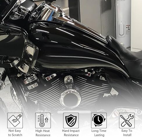 أغطية خزانات ممتدة للدراجات النارية مع وحدة تحكم في لوحة القيادة ومجموعة غطاء خزان الوقود لدراجة Harley Touring 2009-2023 Street Glide Road Glide Tri Glide - أسود زاهي in Kuwait