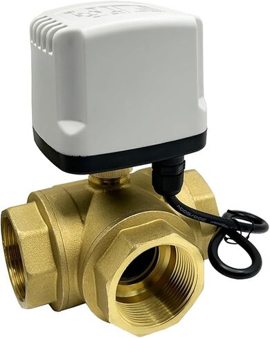 DN40 3 طريقة نحاس IP65 مقاوم للماء صمام كروي مزود بمحرك 3-سلك 2 تحكم T نوع AC220V DC12V DC24V صمام كروي (نوع 220VAC_L) in Kuwait