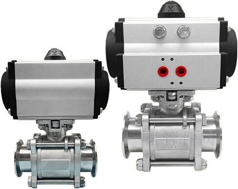 DN40 الفولاذ المقاوم للصدأ ثلاث قطع صحية عالية منصة الكرة صمام ثلاثي المشبك الطويق نوع الكرة صمام اسطوانة مزدوجة التمثيل in Kuwait