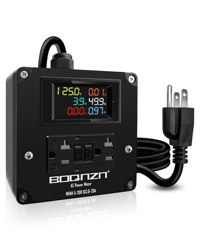 20A AC Power Meter, 125V LCD Display Digital Multimeter Tester, NEMA 5-15P to NEMA 5-20R Outlet Monitor with 6.56FT 12AWG Cable, Multifunction Energy Monitor Voltage Current Frequency Power Factor in Saudi Arabia