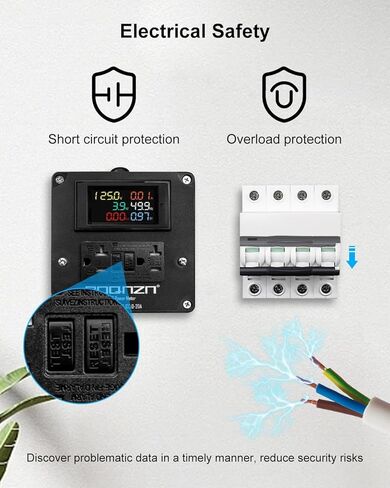 20A AC Power Meter, 125V LCD Display Digital Multimeter Tester, NEMA 5-15P to NEMA 5-20R Outlet Monitor with 6.56FT 12AWG Cable, Multifunction Energy Monitor Voltage Current Frequency Power Factor in Saudi Arabia