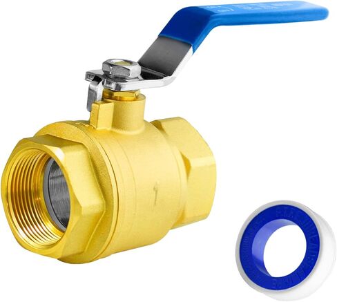 WiseWater 1 "NPT صمام كروي نحاسي بمنفذ كامل، مع مقبض أزرق 1/4 دورة، 600 WOG، تركيبات سباكة، معتمد من UPC، قطعة واحدة in Kuwait