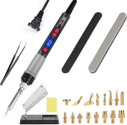 3D Printer Smoothing Tool Kit, MecRecare 80W Heat Set Insert Tool LCD display Digital Soldering Iron with Heat Insert Brass Nut Kit & Soldering Tips-3D Pringting Parts & Accessories in Kuwait