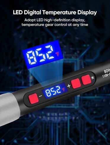 3D Printer Smoothing Tool Kit, MecRecare 80W Heat Set Insert Tool LCD display Digital Soldering Iron with Heat Insert Brass Nut Kit & Soldering Tips-3D Pringting Parts & Accessories in Kuwait