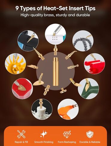 3D Printer Smoothing Tool Kit, MecRecare 80W Heat Set Insert Tool LCD display Digital Soldering Iron with Heat Insert Brass Nut Kit & Soldering Tips-3D Pringting Parts & Accessories in Kuwait