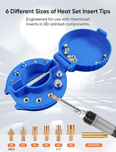 3D Printer Smoothing Tool Kit, MecRecare 80W Heat Set Insert Tool LCD display Digital Soldering Iron with Heat Insert Brass Nut Kit & Soldering Tips-3D Pringting Parts & Accessories in Kuwait