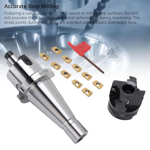 BAFOVY Face Milling Cutter Holder Kit, NT40-FMB22 Face End Mill Holder Set with 10PCS APMT1604 Carbide Blades for CNC Milling Machine Drilling Machine Bench Drill in Saudi Arabia