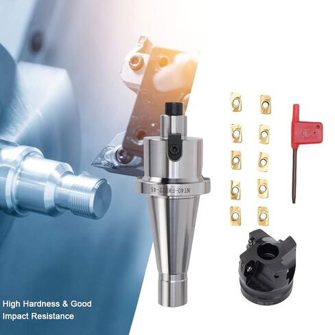 BAFOVY Face Milling Cutter Holder Kit, NT40-FMB22 Face End Mill Holder Set with 10PCS APMT1604 Carbide Blades for CNC Milling Machine Drilling Machine Bench Drill in Saudi Arabia