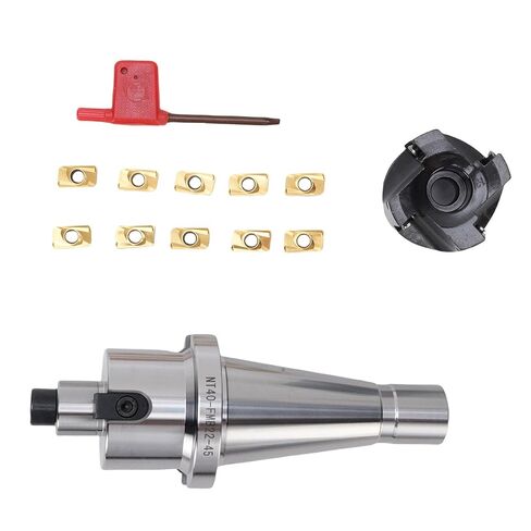 EVGATSAUTO Face End Mill Holder Set, NT40-FMB22 De Indexable and CNC End Mill with 10PCS APMT1604 Blades, CNC End Milling Cutter Holder Set for Face Milling Cutters, Boring, Drilling in Saudi Arabia