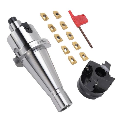 EVGATSAUTO Face End Mill Holder Set, NT40-FMB22 De Indexable and CNC End Mill with 10PCS APMT1604 Blades, CNC End Milling Cutter Holder Set for Face Milling Cutters, Boring, Drilling in Saudi Arabia