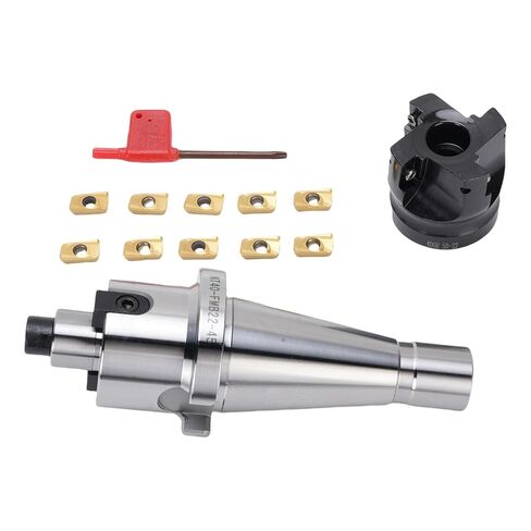 EVGATSAUTO Face End Mill Holder Set, NT40-FMB22 De Indexable and CNC End Mill with 10PCS APMT1604 Blades, CNC End Milling Cutter Holder Set for Face Milling Cutters, Boring, Drilling in Saudi Arabia