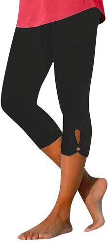 Yoga Pants for Women Tight Elastic Waist Cropped Sweatpants Casual Summer Lounge Pants with Pockets in Saudi Arabia