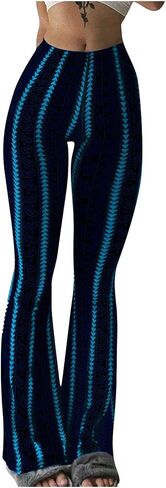 Womens Yoga Pants High Elastic Waisted Flare Legging Printed Tummy Control Bootcut Pants Seamless Workout Trousers in Saudi Arabia