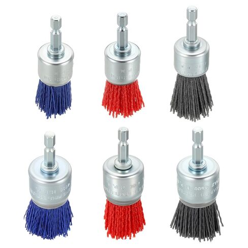DTGN Wire Pen Cup Brush Set for Drill - 6 Pcs - Coarse Nylon Crimping Drill Wire Brush(0.05" Wire Size) - 1/4 Inch Hex Shank - Good for Cleaning Rust Paint Abrasive(1-1.18" Dia.) in Saudi Arabia