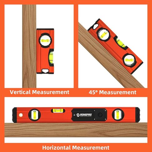 مجموعة مستويات طوربيد مكونة من 4 قطع، مستوى ضوء 16 بوصة مع مقياس علوي، مستوى روح مغناطيسي من سبائك الألومنيوم متضمن 16 بوصة، 7 بوصة، 5 بوصة، 4 بوصة مستوى مع فقاعات 180 درجة/90 درجة/45 درجة، شفاف، أخضر in Kuwait