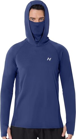 سترة بغطاء للرأس للرجال من Isnowood بعامل حماية من أشعة الشمس 50+، حماية من الأشعة فوق البنفسجية وأكمام طويلة مع قناع للتنزه في الهواء الطلق in Kuwait