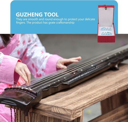 أغطية أظافر ibasenice Professional Guzheng، أغطية أظافر كبيرة من الكريستال الأزرق الجليدي، مسامير تدريب واقية للاعبي Guzheng، ملحقات الآلات الوترية in Kuwait