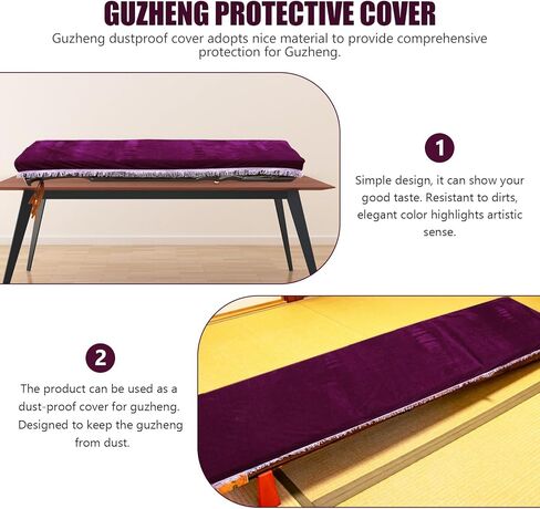 غطاء غبار Guzheng مخملي من HANABASS، غطاء واقي للآلة الموسيقية باللون الأرجواني مع شرابات مضادة للغبار in Kuwait