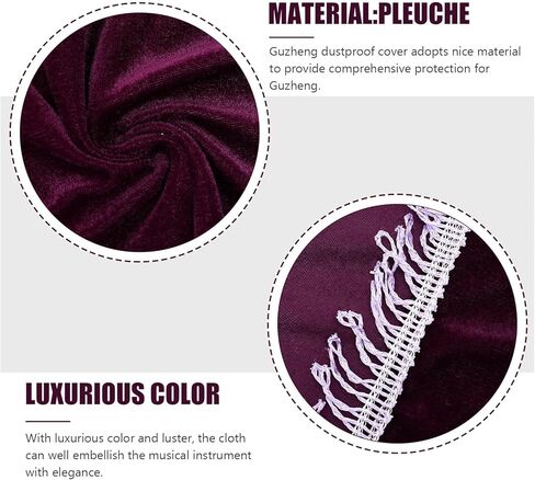 غطاء غبار Guzheng مخملي من HANABASS، غطاء واقي للآلة الموسيقية باللون الأرجواني مع شرابات مضادة للغبار in Kuwait