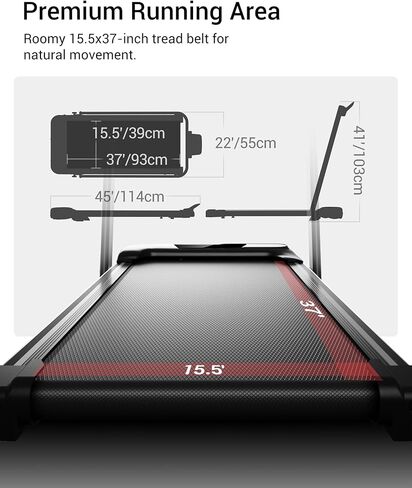 12% Incline Walking Pad Treadmills for Home and Office, 3-in-1 Folding Treadmill, Portable Under Desk Treadmill with 2.5 HP Quiet Brushless, 300 LBS Capacity in Saudi Arabia