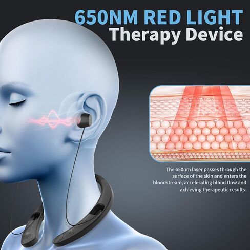 ضوء أحمر للأذنين، جهاز صحة الأذن المحمول، جهاز ضوء أحمر يمكن ارتداؤه، تصميم شريط الرقبة مع سلك أذن قابل للتعديل، يتميز بتعديل 3 مستويات in Kuwait