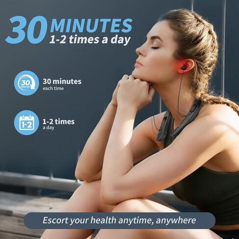 ضوء أحمر للأذنين، جهاز صحة الأذن المحمول، جهاز ضوء أحمر يمكن ارتداؤه، تصميم شريط الرقبة مع سلك أذن قابل للتعديل، يتميز بتعديل 3 مستويات in Kuwait