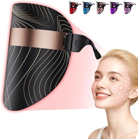 Red Light Therapy for Face, Red Light Mask with Near-Infrared(850nm), 5 Modes Portable Led Face Mask Light Therapy with 10 Min-Timer, Rechargeable, Hands-free, Ideal Choice for Women's Daily Use in Kuwait