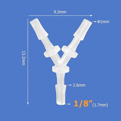 Quickun 1/8 "خرطوم بارب مناسب متساوي الشائكة على شكل Y 3 طرق وصلة بلاستيكية مشتركة محول محول الاتحاد لأنابيب خط الهواء (حزمة من 2) in Saudi Arabia