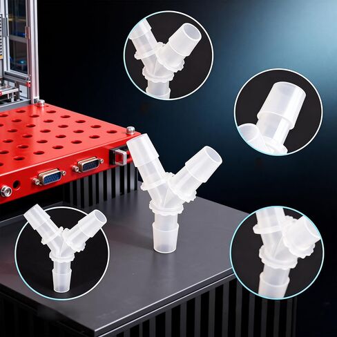 Quickun 1/8 "خرطوم بارب مناسب متساوي الشائكة على شكل Y 3 طرق وصلة بلاستيكية مشتركة محول محول الاتحاد لأنابيب خط الهواء (حزمة من 2) in Saudi Arabia
