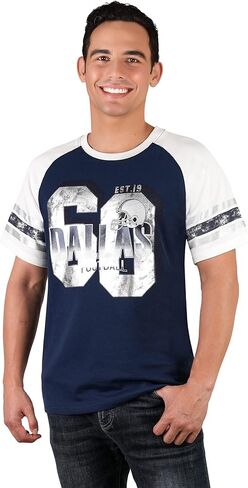 Mens Football Fans Athletic City Raglan T-Shirts - White & Navy in Kuwait