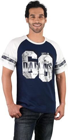 Mens Football Fans Athletic City Raglan T-Shirts - White & Navy in Kuwait