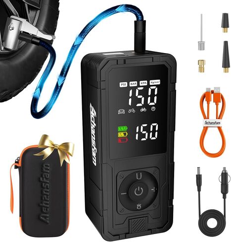 P10 Tire Inflator Portable Air Compressor,33s Fast Inflation,20" Hose,150PSI Cordless Pump with Dual Power Supply,Digital Gauge,Auto Shut-Off for Car,Truck, Bike, Ball in Saudi Arabia