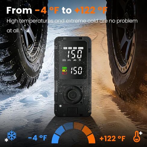 P10 Tire Inflator Portable Air Compressor,33s Fast Inflation,20" Hose,150PSI Cordless Pump with Dual Power Supply,Digital Gauge,Auto Shut-Off for Car,Truck, Bike, Ball in Saudi Arabia
