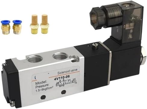 1PCS 4V110-06 Air 2-Position 5-Way Electro-Pneumatic with Pneumatic Connector Solenoid Valve DC12V DC24V AC220v AC110V AC36V(with 8mm Fittings,DC24V) in Kuwait