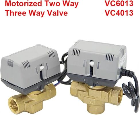 1PCS 1/2" 3/4" 1" 2-Way 3-Way Valve Brass VC6013/4013 DN15 DN20 DN25 Fan Coil HVAC Valve AC220V(1/2",VC4013_AC220V_Three Way) in Saudi Arabia