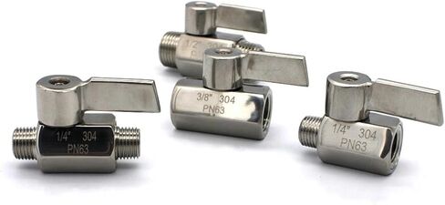 1 Piece 1/8" 1/4" 3/8" 1/2" 3/4" 1" Internal Thread Mini Sanitary Ball Valve for Homemade Beer SUS 304 Steel with Stainless Steel Handle(3/4",Female to Female) in Kuwait