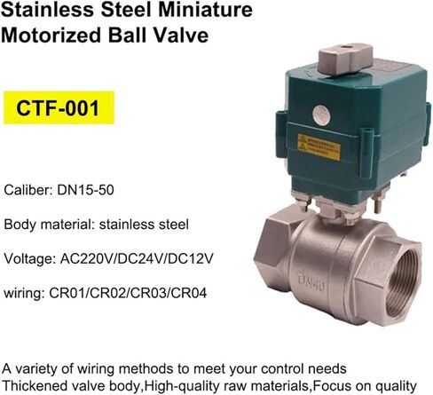 1PCS Stainless Steel Ball Valve DN15-50 Full bore high Torque Ball Valve 2/3 line Actuator with Manual Switch 220V(1-1/2",AC220V_CR01) in Kuwait