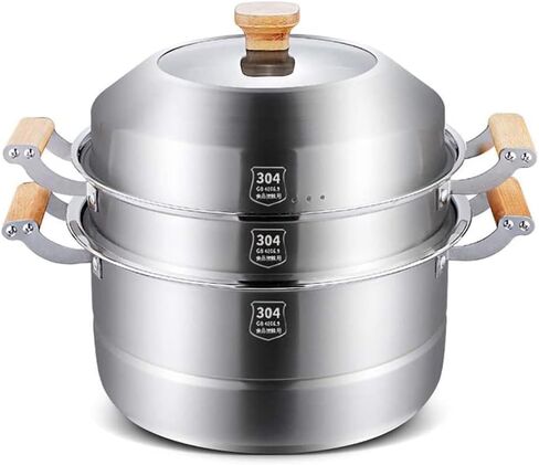 Large Capacity Multi Layer Food Steamer Commercial or Domestic Stainless Steel Steamer Used for Gas Stove or Induction Cooker (27CM) in Saudi Arabia