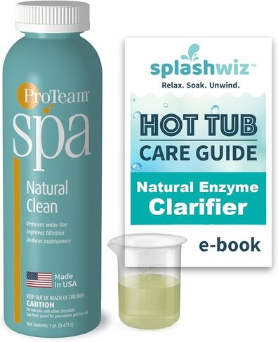 Proteam Spa Natural Clean - جميع حوض الاستحمام الساخن الطبيعي Cllifier Hot Tub Clarifier - إنزيمات سبا للحوض الساخن مع دليل العناية الكيميائية الحوض الساخنة - المصنوع في الولايات المتحدة الأمريكية (1 Pt) in Kuwait