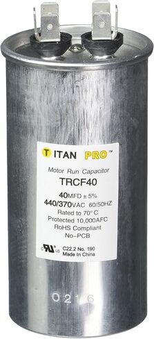 TITAN PRO Motor Run Capacitor, 40 MFD, Round, Aluminum in Saudi Arabia
