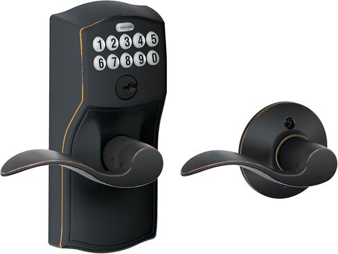 Schlage Plymouth Keypad Lock with Knob, Electronic Keyless Door Entry, Auto‑Lock Enabled, Bright Brass, FE575 PLY 505 in Saudi Arabia