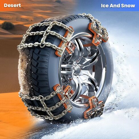 Hex Autoparts 8 Packs Snow Chains - Universal Metal Tires Chains for SUV, Trucks & Cars - Compatible with Tire Width 215-265mm/ 8.4-10.4in, Anti Slip & Easy Installation in Saudi Arabia