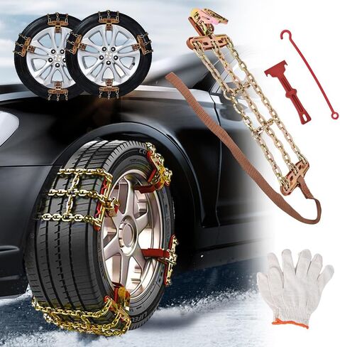 Hex Autoparts 8 Packs Snow Chains - Universal Metal Tires Chains for SUV, Trucks & Cars - Compatible with Tire Width 215-265mm/ 8.4-10.4in, Anti Slip & Easy Installation in Saudi Arabia