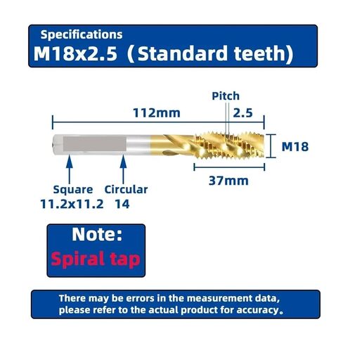 Shank Spiral Point Plug Screw Tap Machine Thread Tap and Dies Metric Plug Tap Metalworking Tools(Hss M18x2.5) in Saudi Arabia